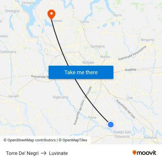 Torre De' Negri to Luvinate map