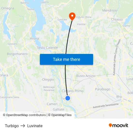 Turbigo to Luvinate map