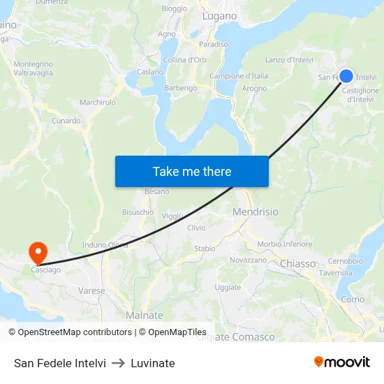 San Fedele Intelvi to Luvinate map