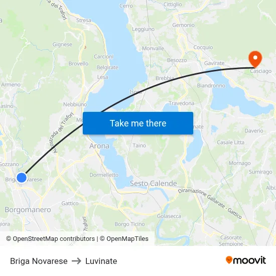 Briga Novarese to Luvinate map