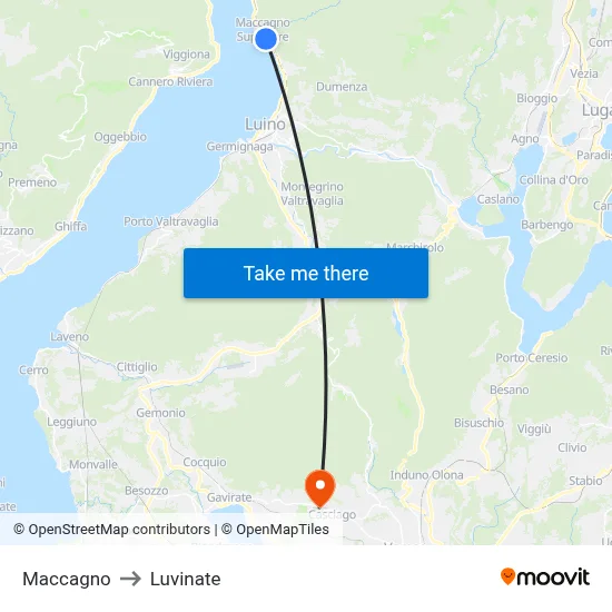 Maccagno to Luvinate map