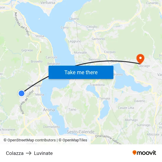 Colazza to Luvinate map