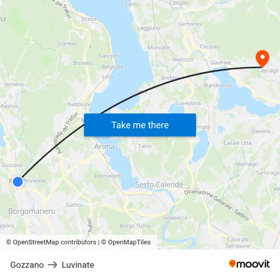 Gozzano to Luvinate map