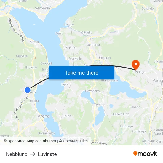 Nebbiuno to Luvinate map