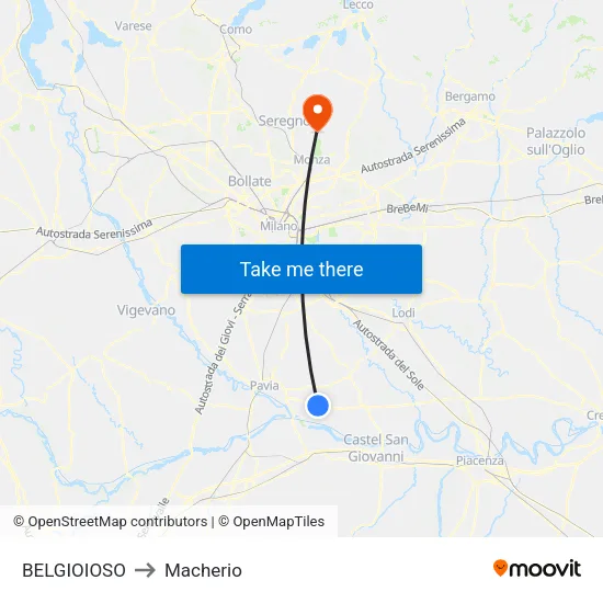 BELGIOIOSO to Macherio map