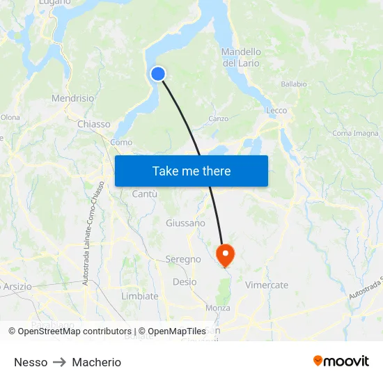 Nesso to Macherio map