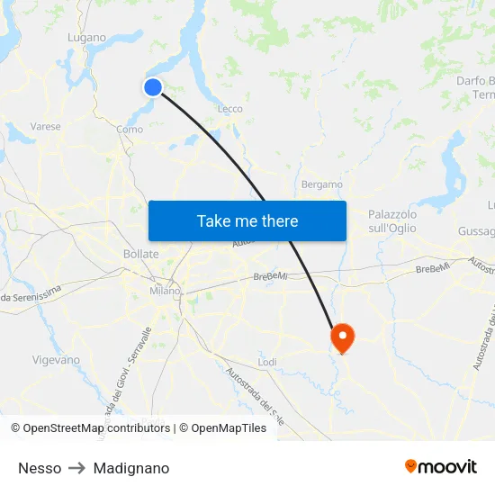 Nesso to Madignano map