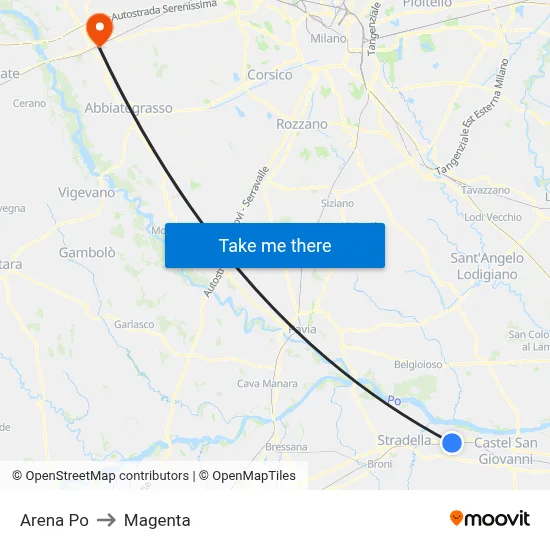 Arena Po to Magenta map