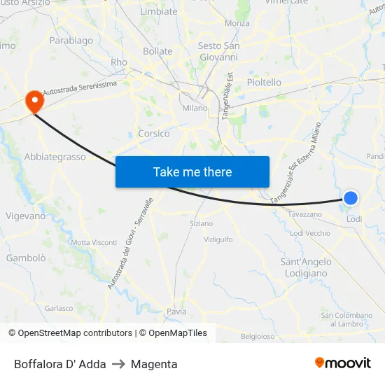 Boffalora D'Adda to Magenta map