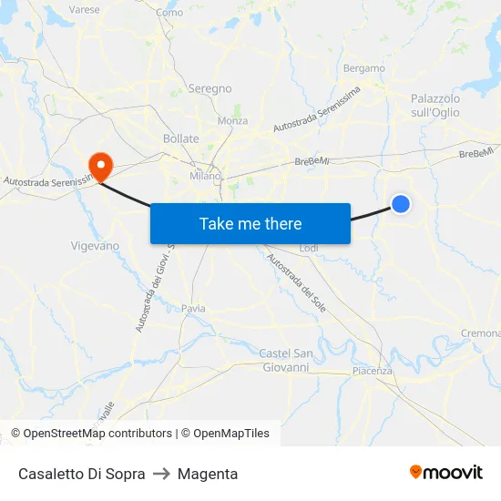 Casaletto di Sopra to Magenta map