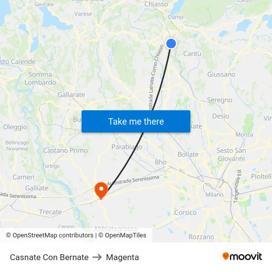 Casnate Con Bernate to Magenta map