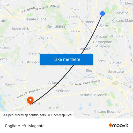 Cogliate to Magenta map