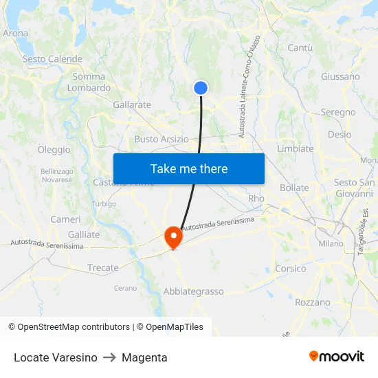 Locate Varesino to Magenta map