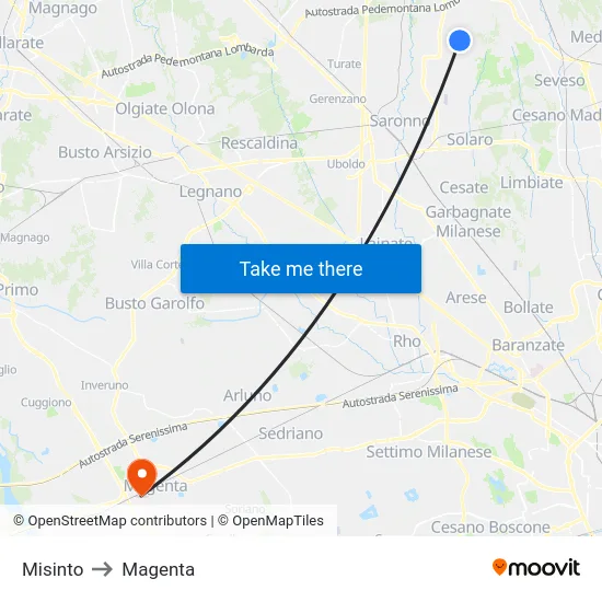 Misinto to Magenta map