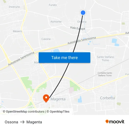 Ossona to Magenta map