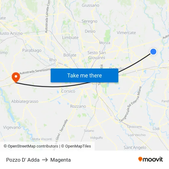 Pozzo D' Adda to Magenta map
