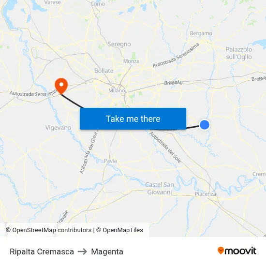 Ripalta Cremasca to Magenta map
