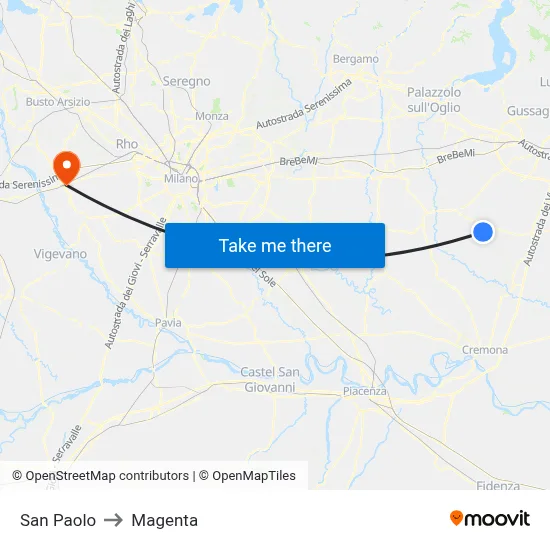San Paolo to Magenta map