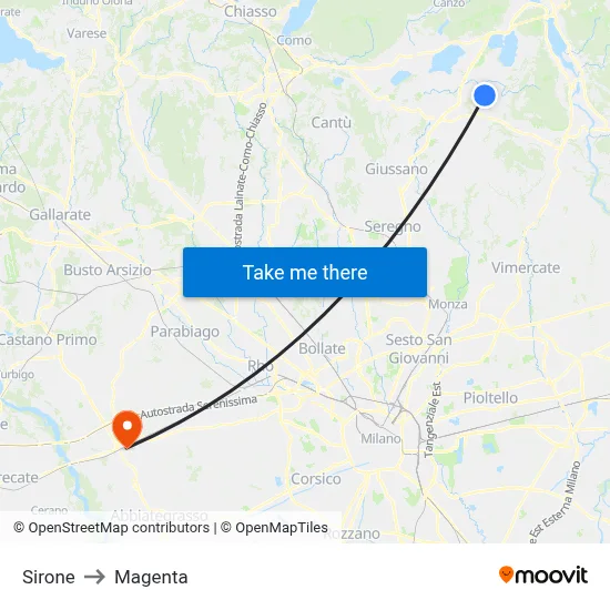 Sirone to Magenta map