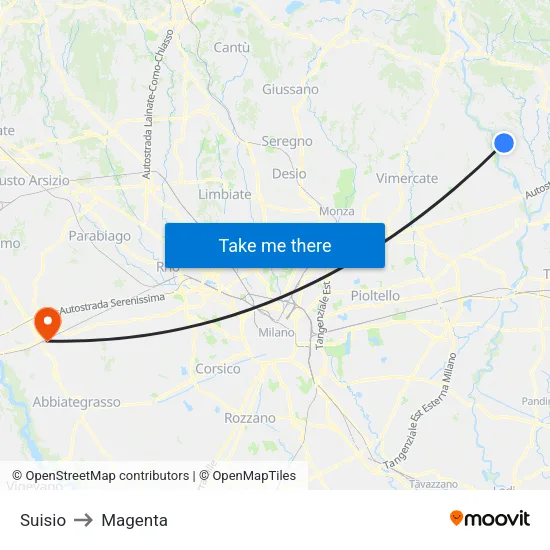 Suisio to Magenta map