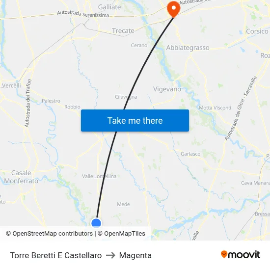 Torre Beretti e Castellaro to Magenta map