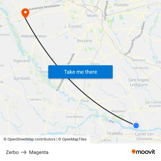 Zerbo to Magenta map