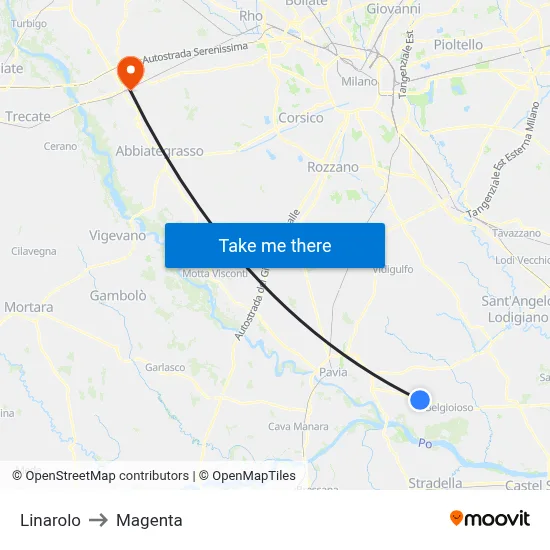 Linarolo to Magenta map