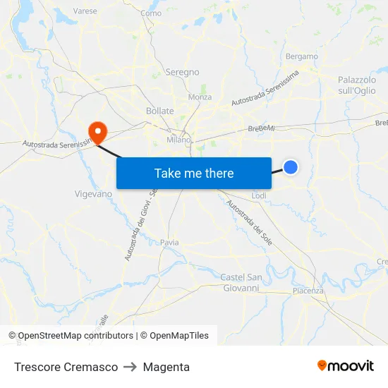 Trescore Cremasco to Magenta map