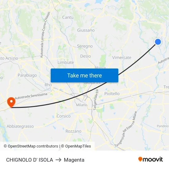 CHIGNOLO D' ISOLA to Magenta map