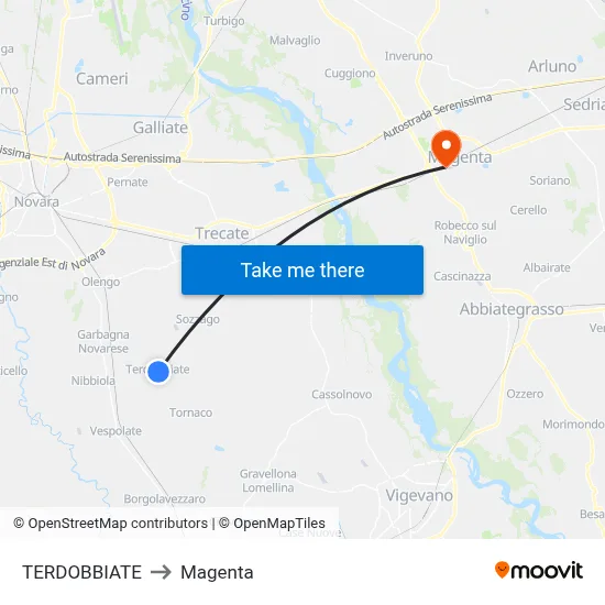 TERDOBBIATE to Magenta map