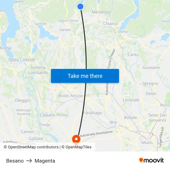 Besano to Magenta map