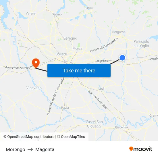 Morengo to Magenta map