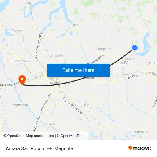 Adrara San Rocco to Magenta map