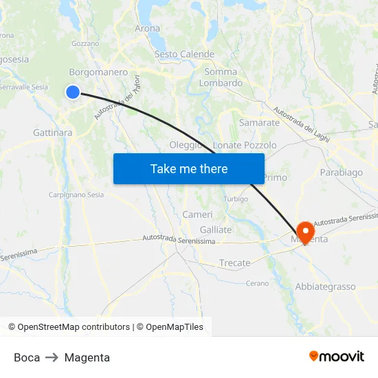 Boca to Magenta map