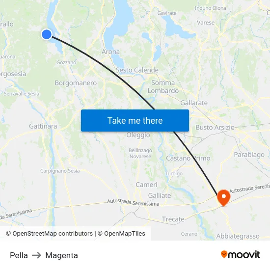 Pella to Magenta map