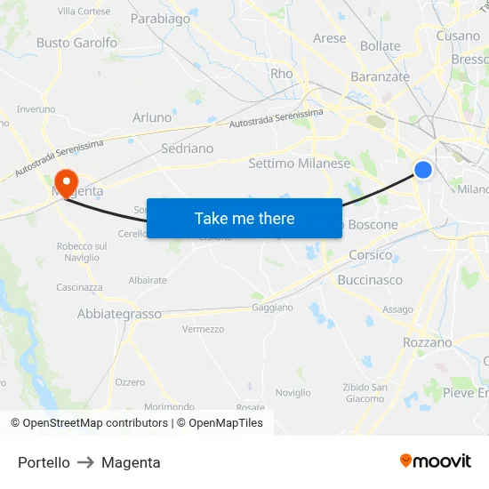 Portello to Magenta map