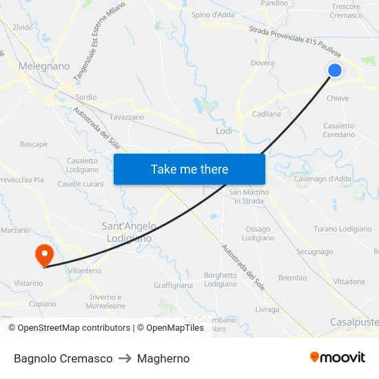 Bagnolo Cremasco to Magherno map