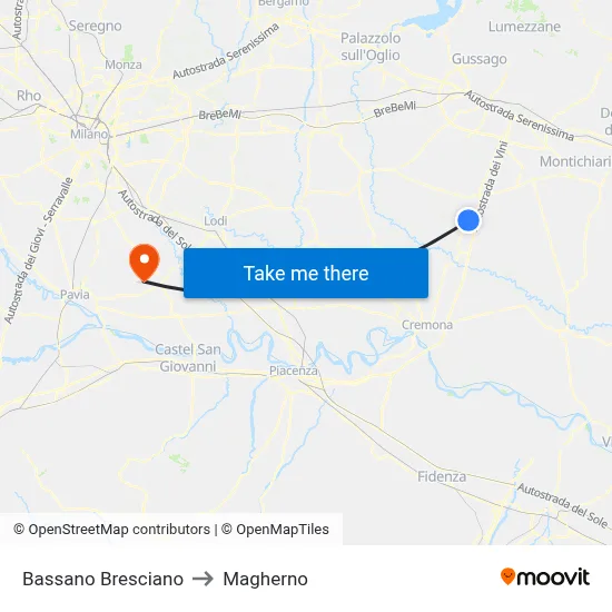 Bassano Bresciano to Magherno map