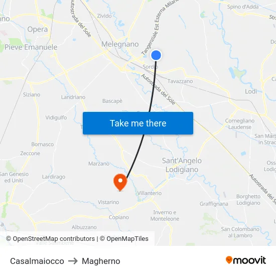 Casalmaiocco to Magherno map