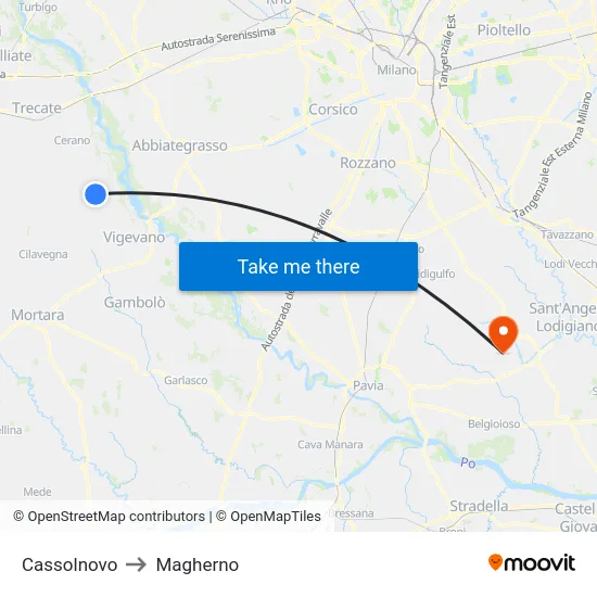 Cassolnovo to Magherno map