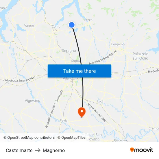 Castelmarte to Magherno map