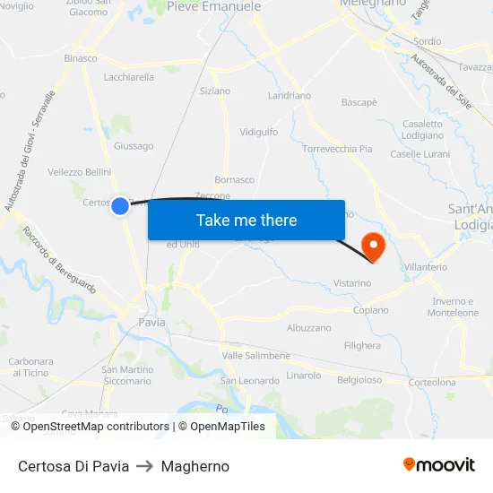 Certosa Di Pavia to Magherno map