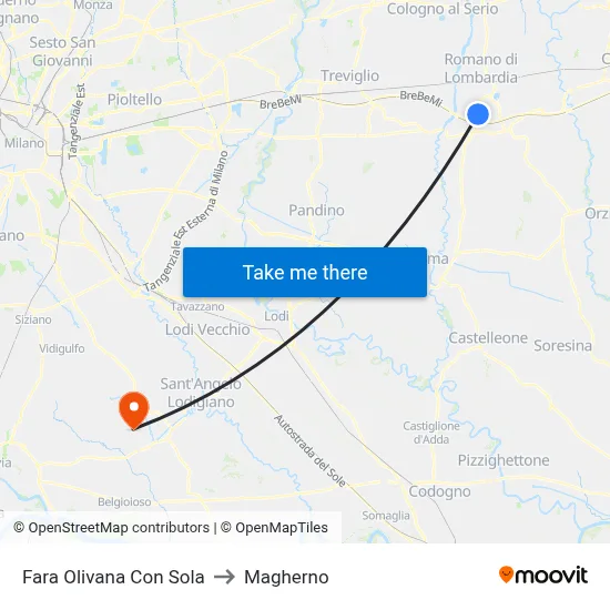 Fara Olivana Con Sola to Magherno map