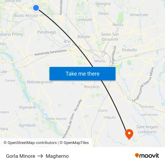 Gorla Minore to Magherno map