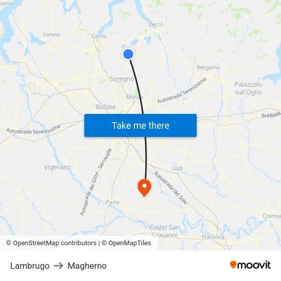 Lambrugo to Magherno map