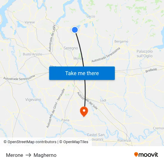 Merone to Magherno map