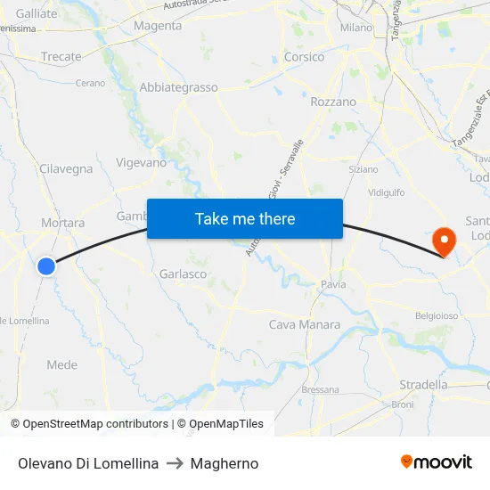 Olevano Di Lomellina to Magherno map