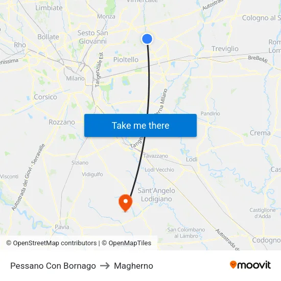 Pessano Con Bornago to Magherno map