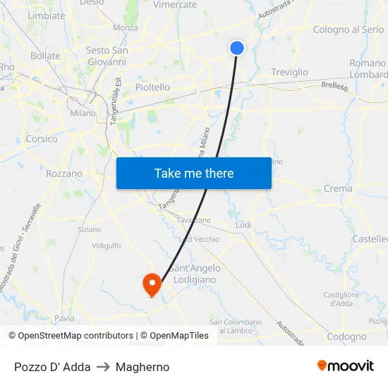 Pozzo D' Adda to Magherno map