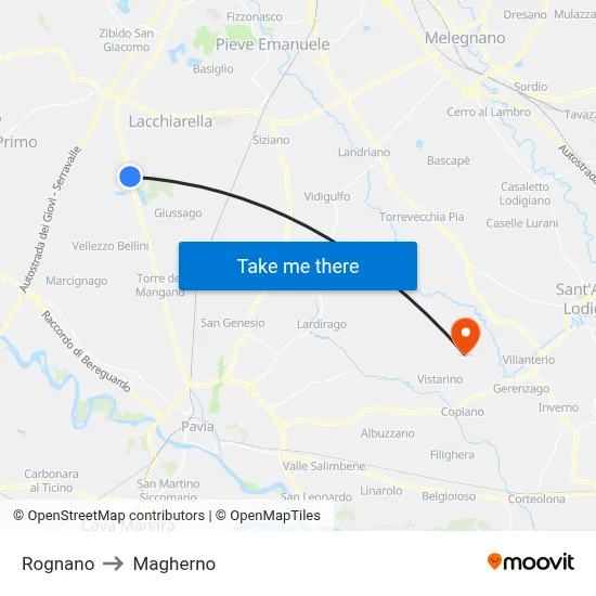 Rognano to Magherno map